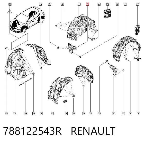Брызговик задний правый 788122543R Renault (RVI)