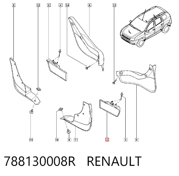 Брызговик задний левый 788130008R Renault (RVI)
