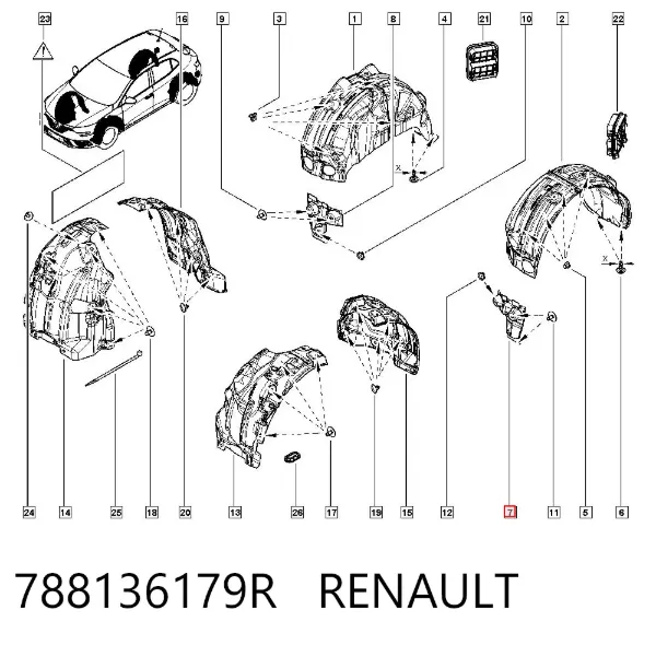 Брызговик задний левый 788136179R Renault (RVI)