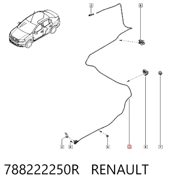 Трос открывания лючка бензобака 788222250R Renault (RVI)