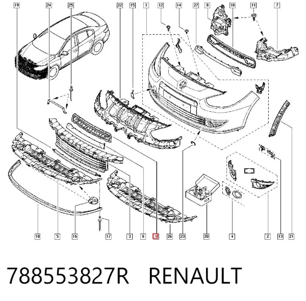 Накладка (рамка) решетки радиатора 788553827R Renault (RVI)