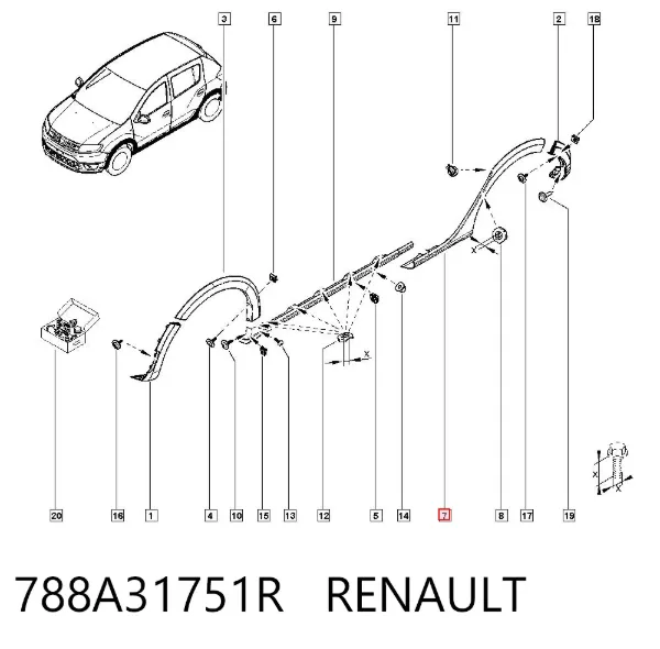 Расширитель (накладка) арки заднего крыла левый 788A31751R Renault (RVI)