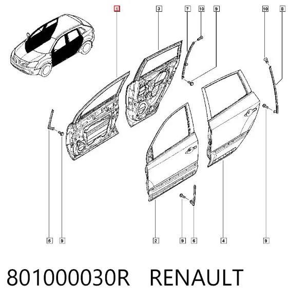 Дверь передняя правая 801000030R Renault (RVI)