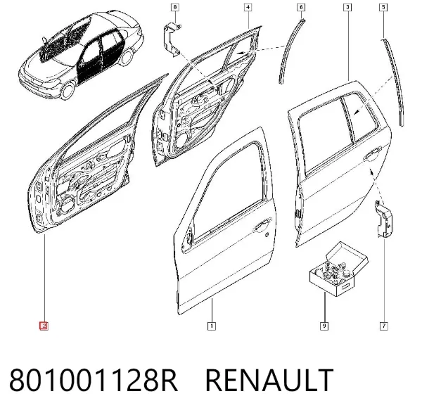 Дверь передняя правая 801001128R Renault (RVI)