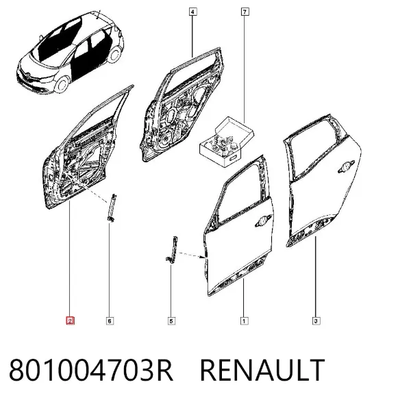Дверь передняя правая 801004703R Renault (RVI)