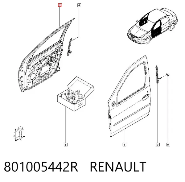 Дверь передняя правая 801005442R Renault (RVI)