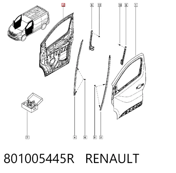 Дверь передняя правая 801005445R Renault (RVI)