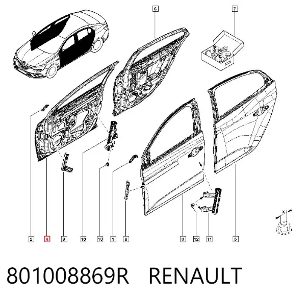 Дверь передняя правая 801008869R Renault (RVI)