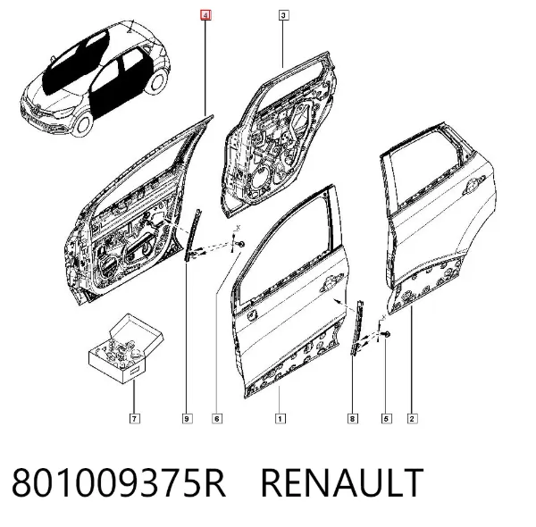Дверь передняя правая 801009375R Renault (RVI)