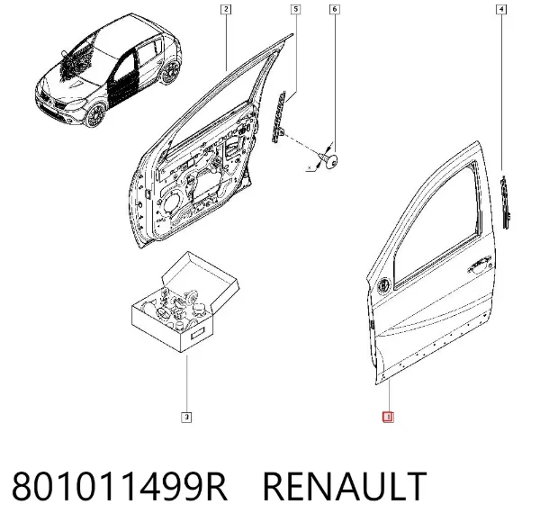 Дверь передняя левая 801011499R Renault (RVI)