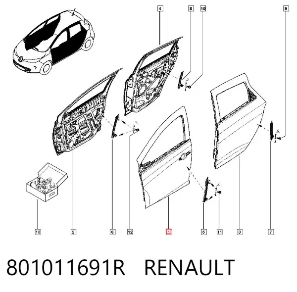 Дверь передняя левая 801011691R Renault (RVI)