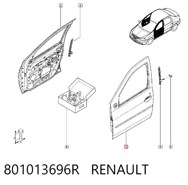Дверь передняя левая 801013696R Renault (RVI)