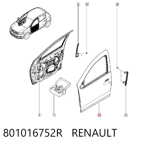 Дверь передняя левая 801016752R Renault (RVI)