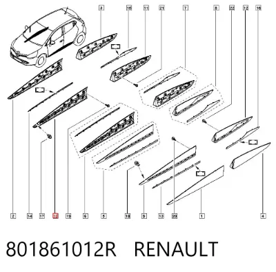 Молдинг двери передней правой RENAULT 801861012R