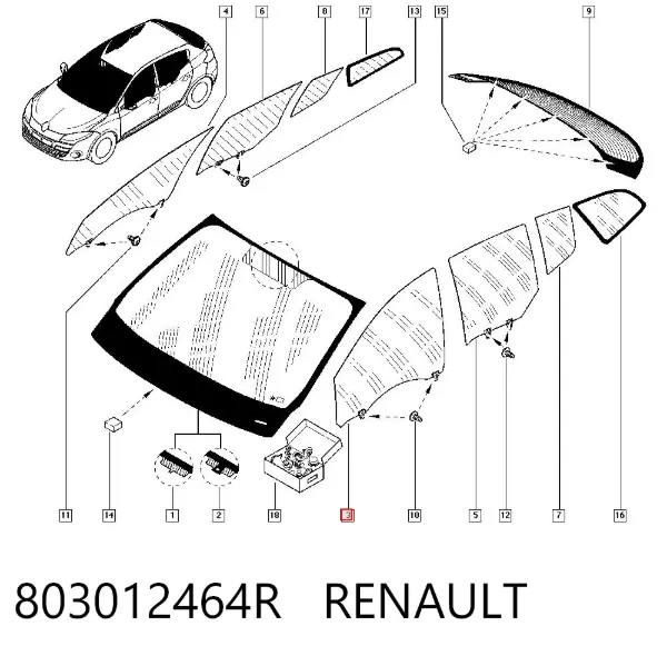 Стекло двери передней левой 803012464R Renault (RVI)