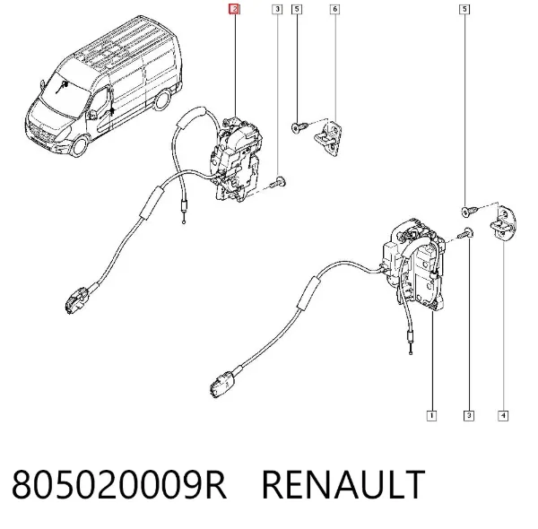 Замок передней правой двери 805020009R Renault (RVI)