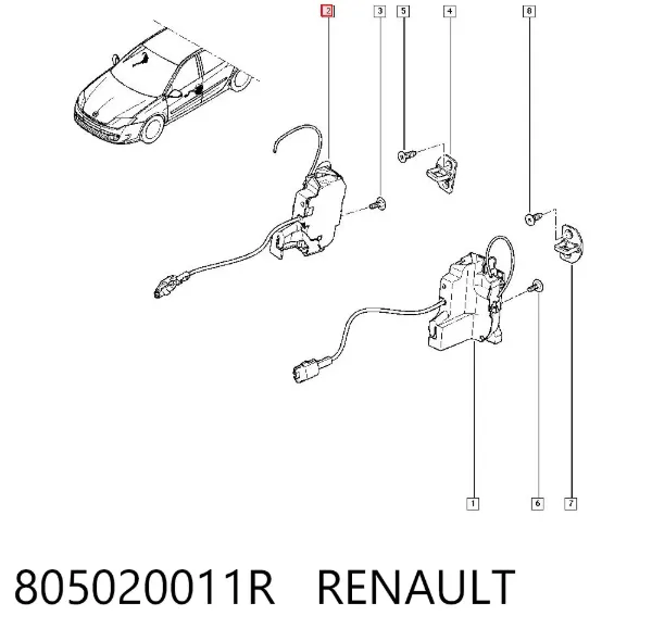 Замок передней правой двери 805020011R Renault (RVI)