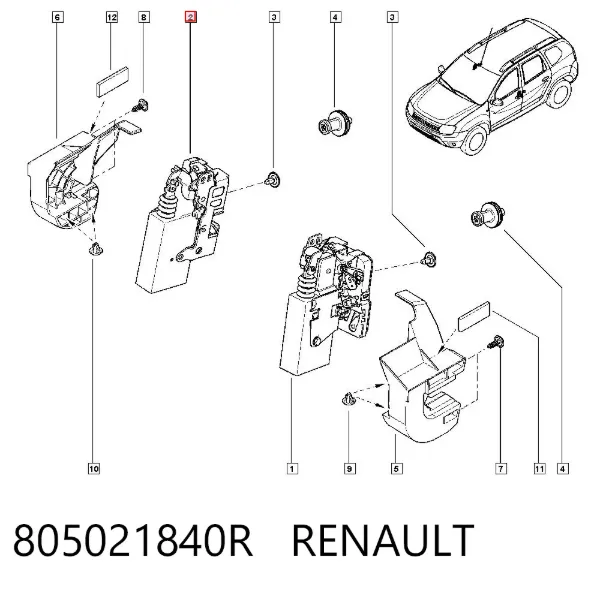 Замок передней правой двери 805021840R Renault (RVI)