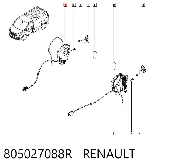 Замок передней правой двери 805027088R Renault (RVI)