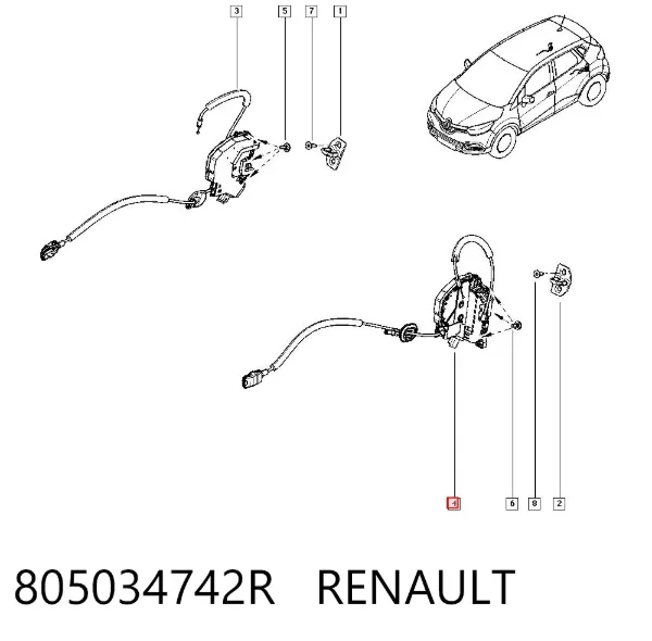 Замок двери задней левой 805034742R Renault (RVI)