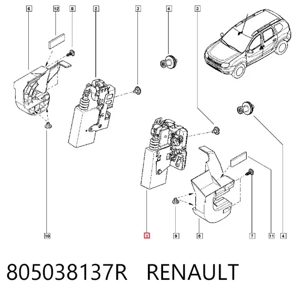 Замок водительской двери 805038137R Renault (RVI)