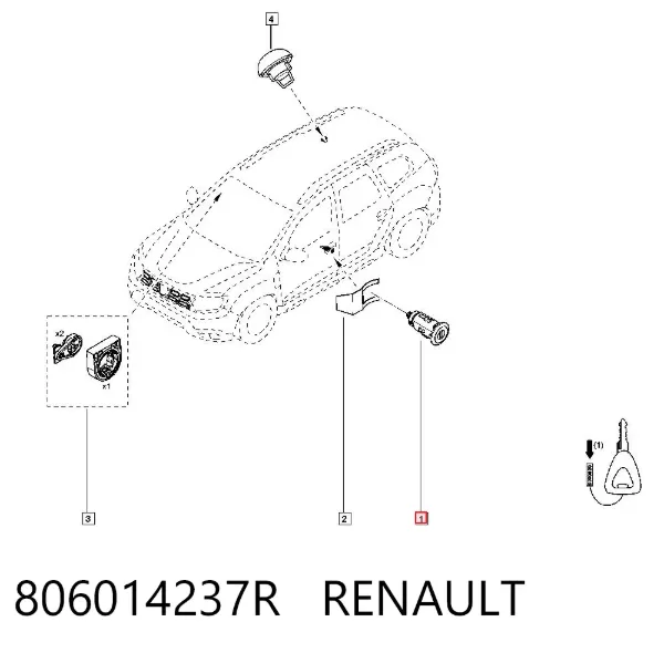 Личинка замка двери передней левой 806014237R Renault (RVI)