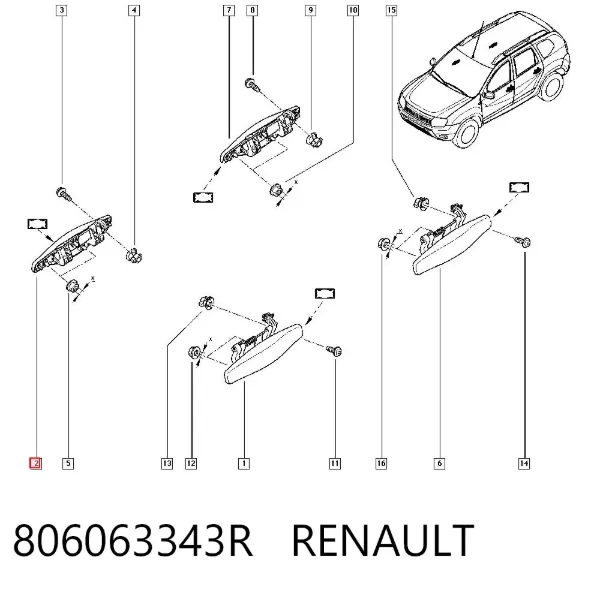 Ручка двери передней наружная правая 806063343R Renault (RVI)