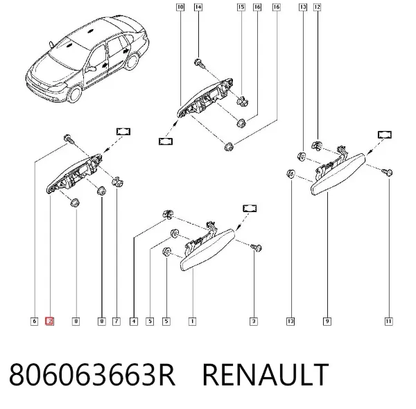 Ручка двери правой наружная передняя/задняя 806063663R Renault (RVI)
