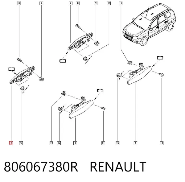 Ручка двери правой наружная передняя/задняя 806067380R Renault (RVI)