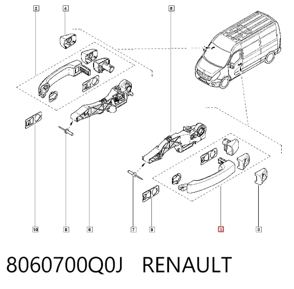 Ручка двери передней наружная 8060700Q0J Renault (RVI)