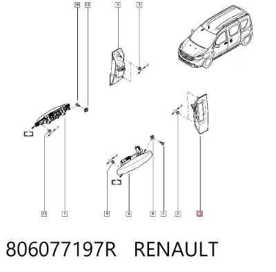 Ручка двери боковой (сдвижной) наружная левая RENAULT 806077197R