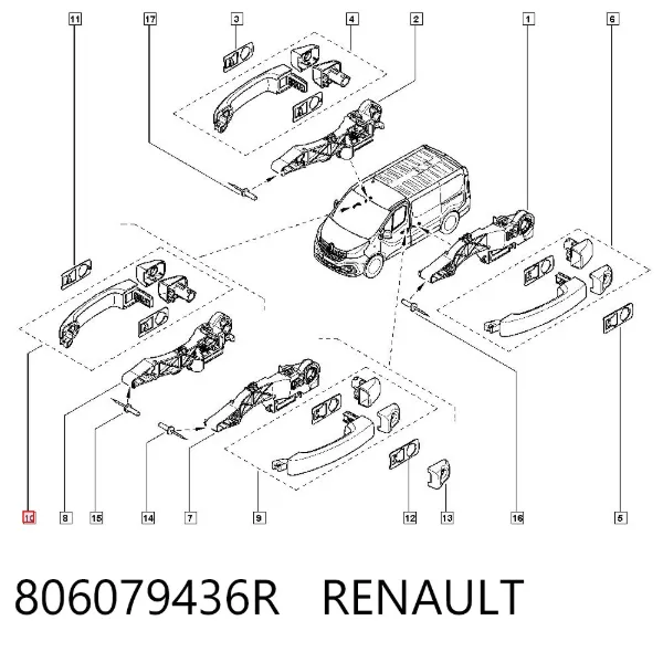 Ручка боковой двери наружная 806079436R Renault (RVI)