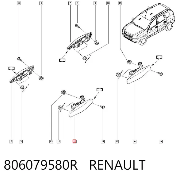 Ручка двери передней наружная левая 806079580R Renault (RVI)