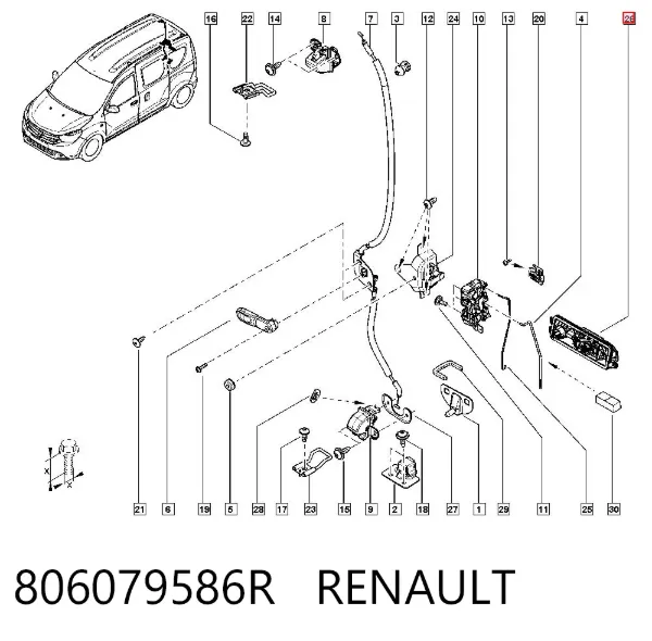 Ручка двери задней (распашной) правая наружная 806079586R Renault (RVI)