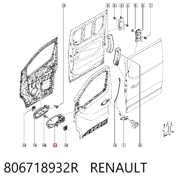 Ручка двери передней внутренняя левая 806718932R Renault (RVI)