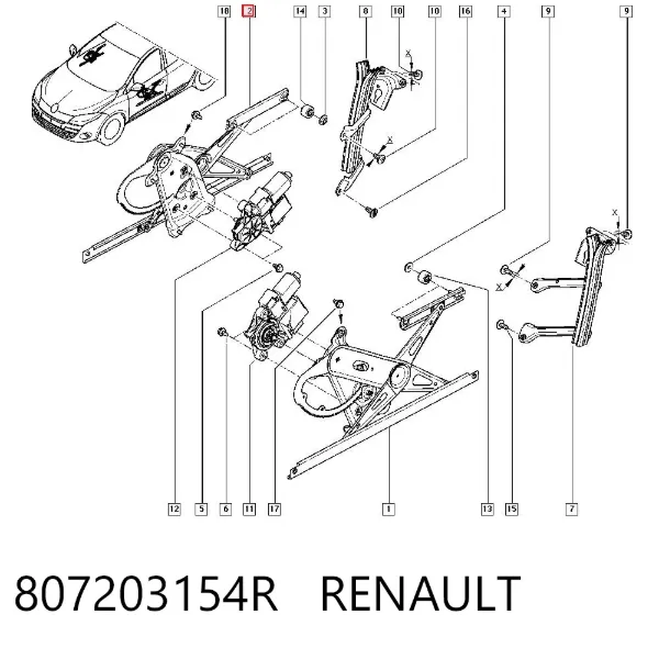 Стеклоподъемник передней правой двери 807203154R Renault (RVI)