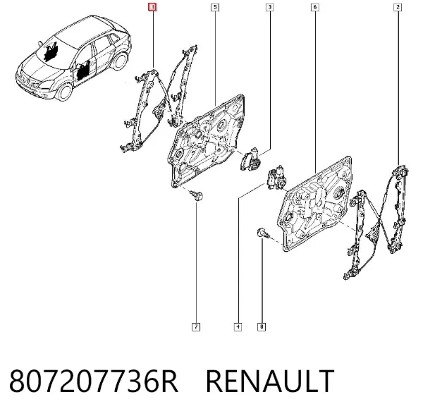 Стеклоподъемник передней правой двери 807207736R Renault (RVI)