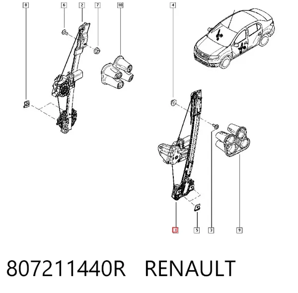 Стеклоподъемник передней левой двери 807211440R Renault (RVI)