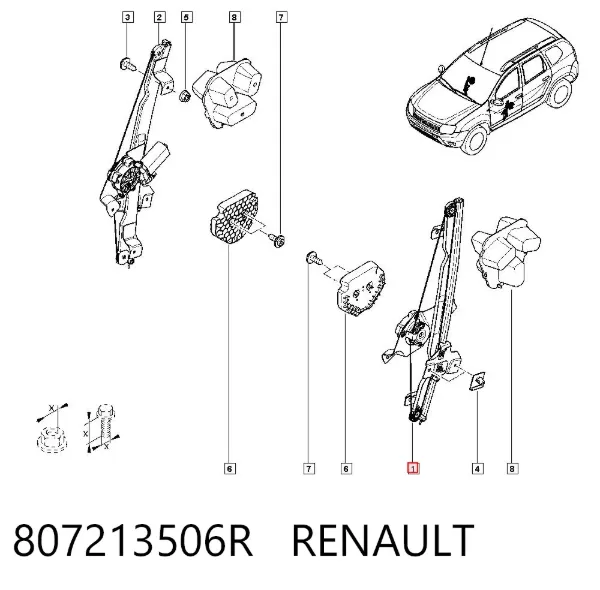 Стеклоподъемник передней левой двери 807213506R Renault (RVI)
