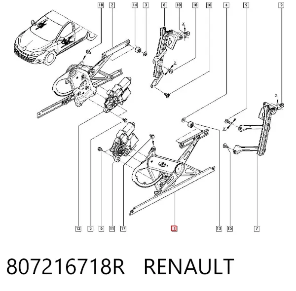 Стеклоподъемник передней левой двери 807216718R Renault (RVI)