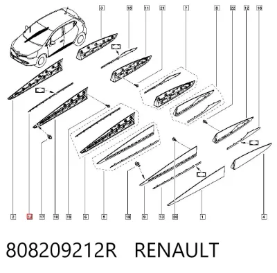 Молдинг двери передней правой RENAULT 808209212R