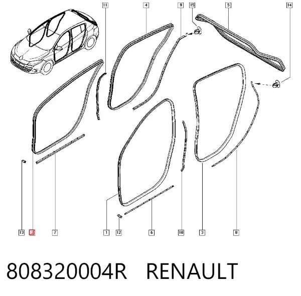 Уплотнитель двери передней (на кузове) 808320004R Renault (RVI)