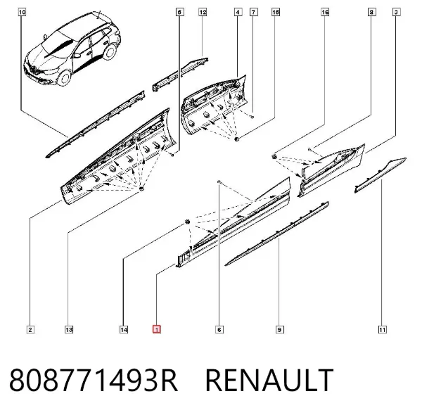 Молдинг двери передней левой нижний 808771493R Renault (RVI)