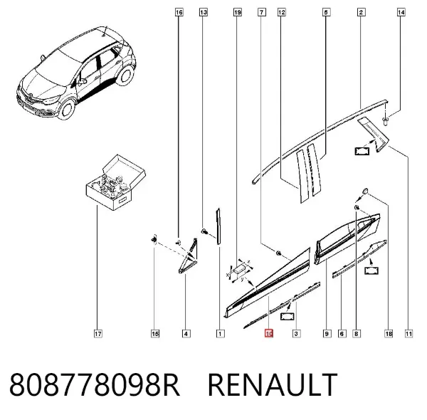 Накладка двери передней левой 808778098R Renault (RVI)