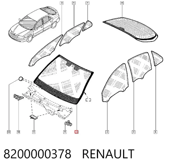 Лобовое стекло 8200000378 Renault (RVI)