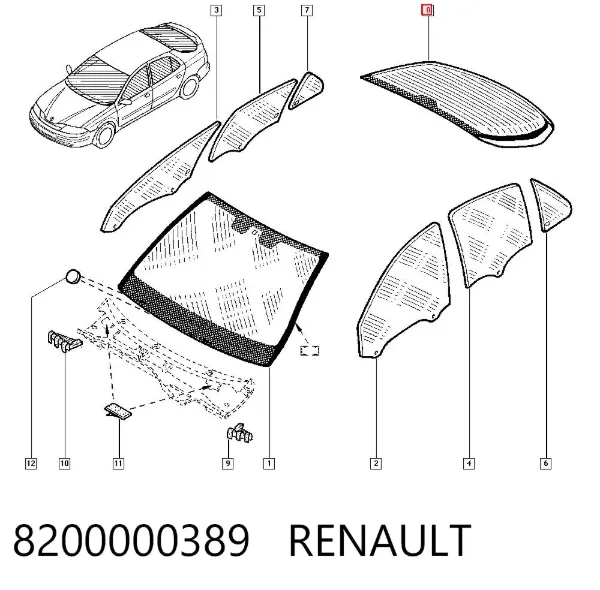 Стекло багажника двери 3/5-й задней (ляды) 8200000389 Renault (RVI)
