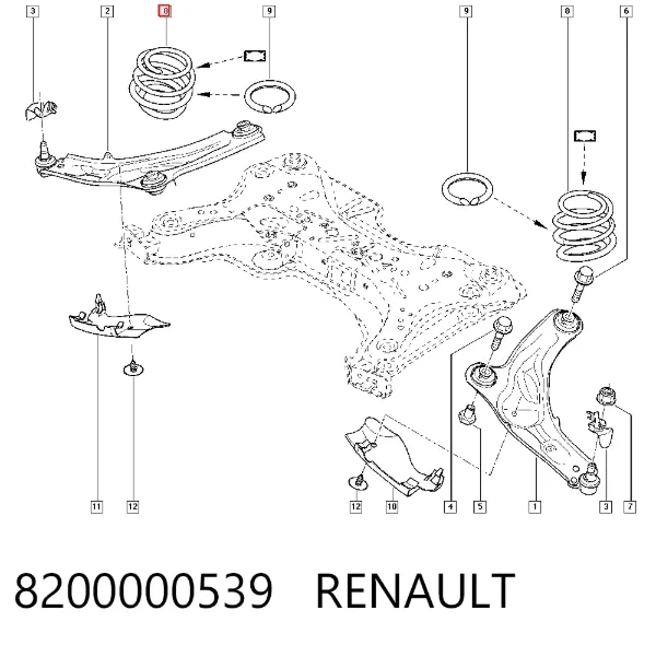 Передняя пружина 8200000539 Renault (RVI)