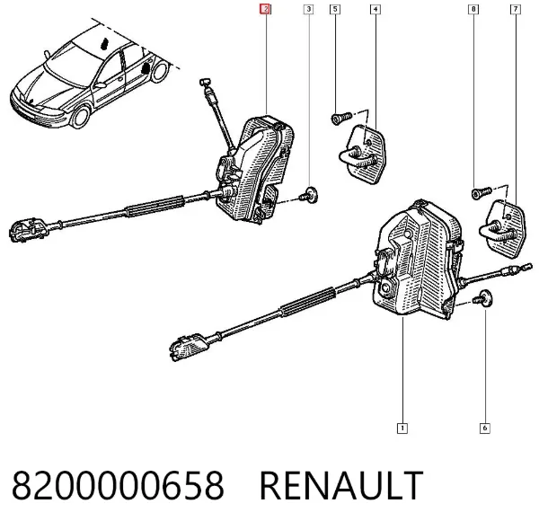 Замок двери задней правой 8200000658 Renault (RVI)