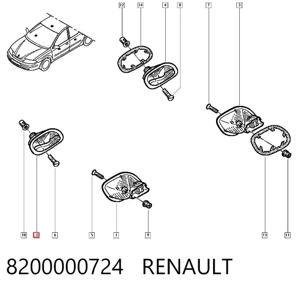 Ручка двери правой внутренняя передняя/задняя 8200000724 Renault (RVI)