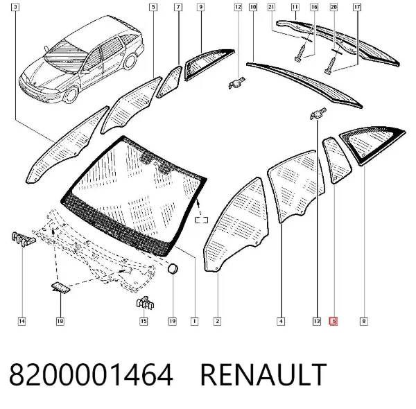 Стекло-форточка двери задней левой 8200001464 Renault (RVI)